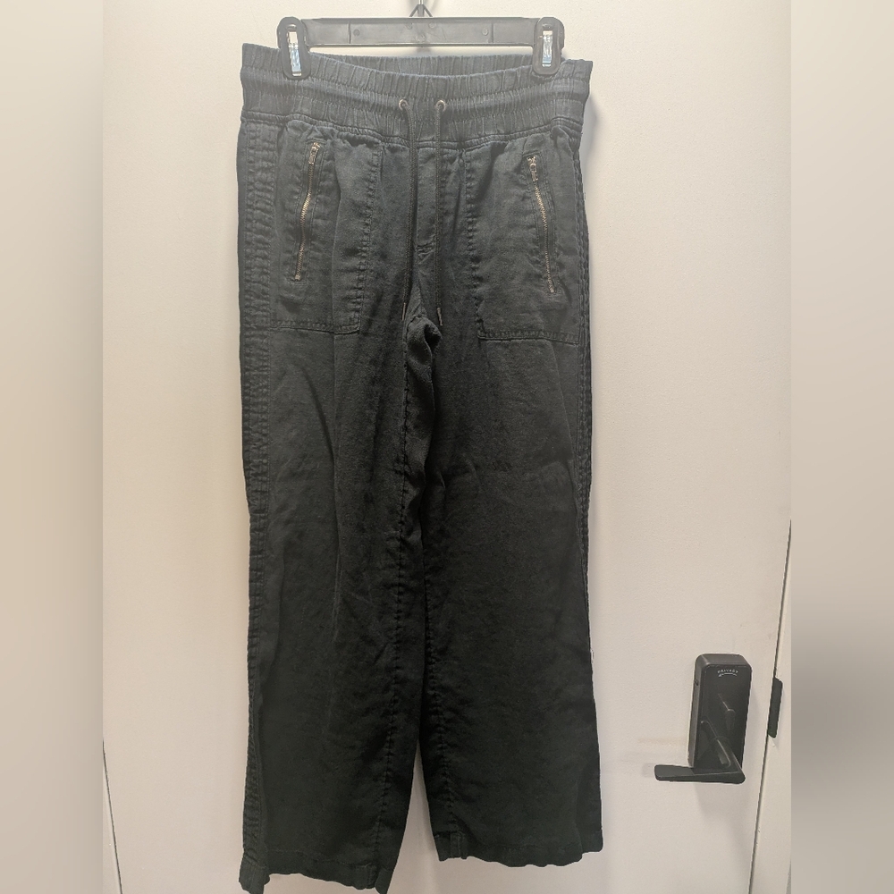 Athleta Cabo Linen Pull On Pants Black Size 6